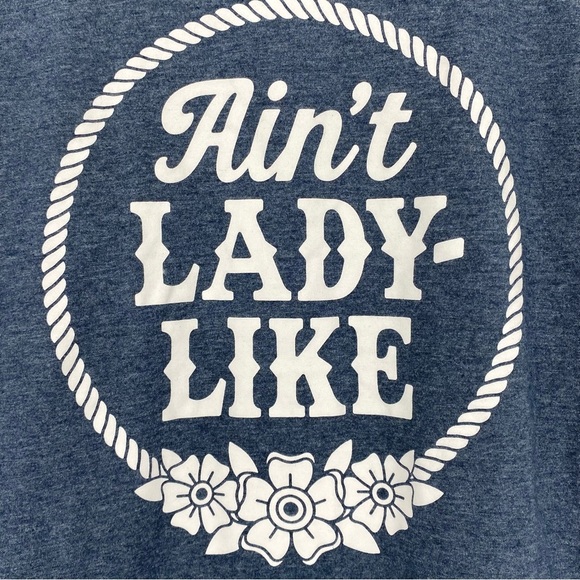Ain't Lady Like navy blue & white SS Tee - Picture 3 of 10